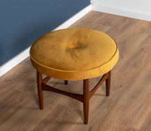 Load image into Gallery viewer, Retro Teak 1960s Kofod Larsen Upholstered Mustard Stool