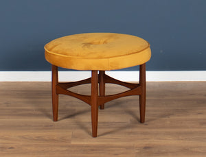 Retro Teak 1960s Kofod Larsen Upholstered Mustard Stool