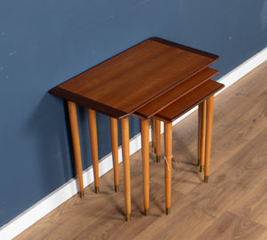 Retro Teak 1960s Set of 3 Nesting Tables By Torpe Mobelfabrikk, Norway Coffee Tables