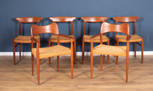 Load image into Gallery viewer, Retro 1960s Set Of Six Danish Solid Teak Dining Chairs Papercord Seats Dyrlund Arne Hovmand Olsens Mogens Kold