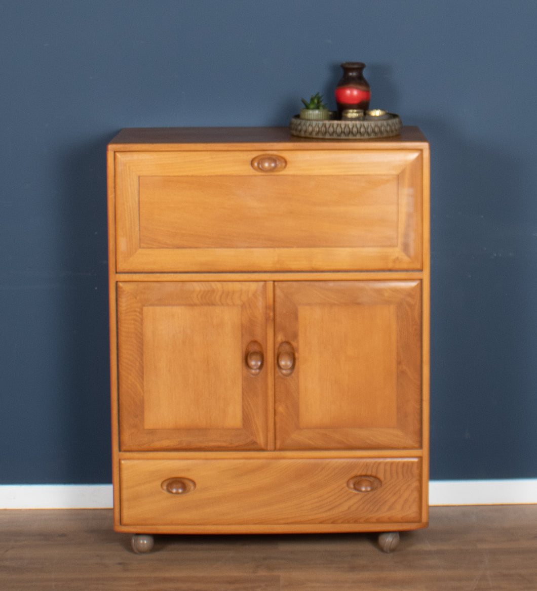 Blonde Ercol Model 469 Light Elm Windsor Bureau Desk