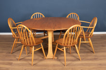 Load image into Gallery viewer, Vintage Blonde Ercol Model 610 Drop Leaf Sutherland Dining Table &amp; 6 Chairs