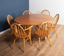 Load image into Gallery viewer, Vintage Blonde Ercol Model 610 Drop Leaf Sutherland Dining Table &amp; 6 Chairs