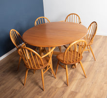 Load image into Gallery viewer, Vintage Blonde Ercol Model 610 Drop Leaf Sutherland Dining Table &amp; 6 Chairs