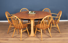 Load image into Gallery viewer, Vintage Blonde Ercol Model 610 Drop Leaf Sutherland Dining Table &amp; 6 Chairs