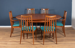 Retro Teak 1960s Mid Century Dining Table & 6 Chairs By G Plan Victor Wilkins