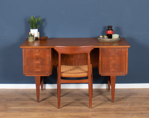 Retro Danish 1960s Mid Century Two Sided Desk With Bookcase