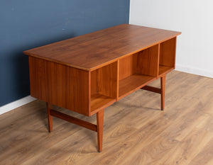 Retro Danish 1960s Mid Century Two Sided Desk With Bookcase