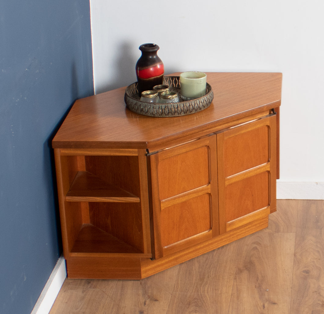 Retro Teak 1960s Nathan Squares Corner TV Cabinet Side Table Lamp Table