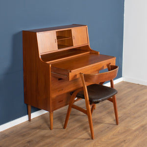 Retro Danish 1960s Teak Desk Bureau Mid Century Writing Desk Dresser Dressing Table