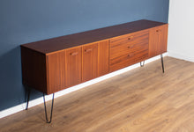 Load image into Gallery viewer, Long Retro Teak 1960s Avalon Mid Century Sideboard On Hairpin Legs