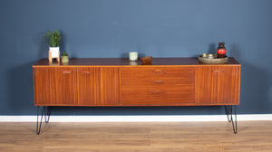 Long Retro Teak 1960s Avalon Mid Century Sideboard On Hairpin Legs