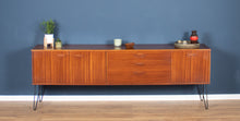 Load image into Gallery viewer, Long Retro Teak 1960s Avalon Mid Century Sideboard On Hairpin Legs