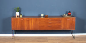 Long Retro Teak 1960s Avalon Mid Century Sideboard On Hairpin Legs