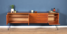 Load image into Gallery viewer, Long Retro Teak 1960s Avalon Mid Century Sideboard On Hairpin Legs