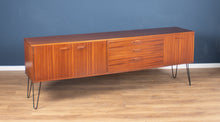 Load image into Gallery viewer, Long Retro Teak 1960s Avalon Mid Century Sideboard On Hairpin Legs