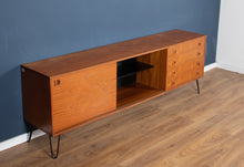 Load image into Gallery viewer, Retro Danish Teak 1960s Mid Century Sideboard TV Cabinet On Hiarpin Legs