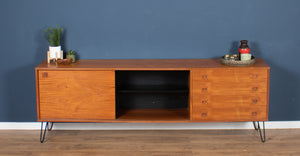 Retro Danish Teak 1960s Mid Century Sideboard TV Cabinet On Hiarpin Legs