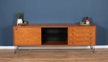 Load image into Gallery viewer, Retro Danish Teak 1960s Mid Century Sideboard TV Cabinet On Hiarpin Legs