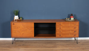 Retro Danish Teak 1960s Mid Century Sideboard TV Cabinet On Hiarpin Legs