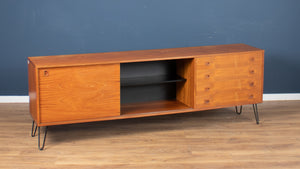 Retro Danish Teak 1960s Mid Century Sideboard TV Cabinet On Hiarpin Legs