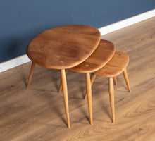 Load image into Gallery viewer, Vintage Retro Ercol Windsor Blonde Elm &#39;Pebble&#39; Nesting Tables Model 354 Coffee Table