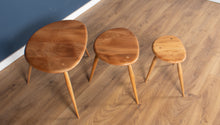 Load image into Gallery viewer, Vintage Retro Ercol Windsor Blonde Elm &#39;Pebble&#39; Nesting Tables Model 354 Coffee Table