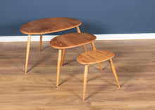 Load image into Gallery viewer, Vintage Retro Ercol Windsor Blonde Elm &#39;Pebble&#39; Nesting Tables Model 354 Coffee Table