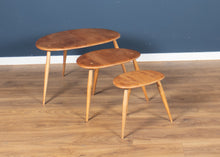 Load image into Gallery viewer, Vintage Retro Ercol Windsor Blonde Elm &#39;Pebble&#39; Nesting Tables Model 354 Coffee Table