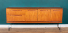 Load image into Gallery viewer, Retro Teak 1960s Long Meredew Sideboard On Hairpin Legs