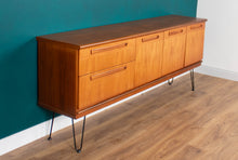 Load image into Gallery viewer, Retro Teak 1960s Long Meredew Sideboard On Hairpin Legs