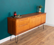 Load image into Gallery viewer, Retro Teak 1960s Long Meredew Sideboard On Hairpin Legs