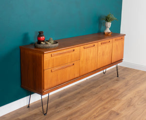 Retro Teak 1960s Long Meredew Sideboard On Hairpin Legs