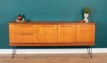 Load image into Gallery viewer, Retro Teak 1960s Long Meredew Sideboard On Hairpin Legs