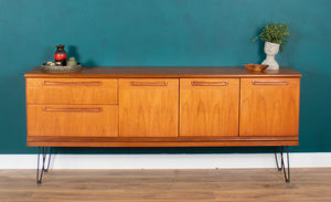 Retro Teak 1960s Long Meredew Sideboard On Hairpin Legs