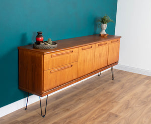 Retro Teak 1960s Long Meredew Sideboard On Hairpin Legs