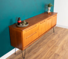 Load image into Gallery viewer, Retro Teak 1960s Long Meredew Sideboard On Hairpin Legs