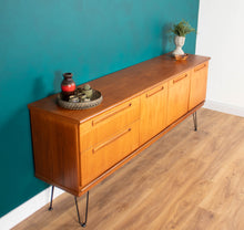 Load image into Gallery viewer, Retro Teak 1960s Long Meredew Sideboard On Hairpin Legs