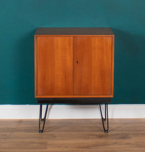 Retro Teak 1960s Record Cabinet On Hairpin Legs