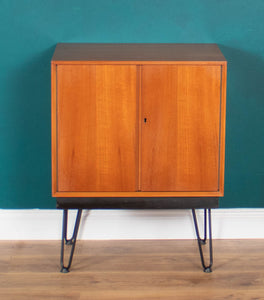 Retro Teak 1960s Record Cabinet On Hairpin Legs