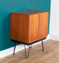 Load image into Gallery viewer, Retro Teak 1960s Record Cabinet On Hairpin Legs