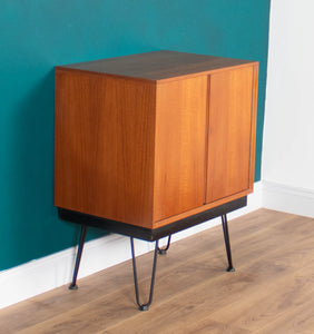 Retro Teak 1960s Record Cabinet On Hairpin Legs