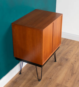 Retro Teak 1960s Record Cabinet On Hairpin Legs