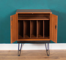 Load image into Gallery viewer, Retro Teak 1960s Record Cabinet On Hairpin Legs