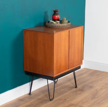 Load image into Gallery viewer, Retro Teak 1960s Record Cabinet On Hairpin Legs