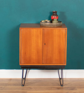 Retro Teak 1960s Record Cabinet On Hairpin Legs