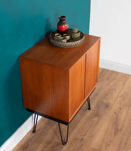 Retro Teak 1960s Record Cabinet On Hairpin Legs