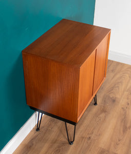 Retro Teak 1960s Record Cabinet On Hairpin Legs