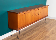 Load image into Gallery viewer, Retro Teak 1960s Long Meredew Sideboard On Hairpin Legs