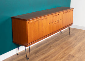 Retro Teak 1960s Long Meredew Sideboard On Hairpin Legs